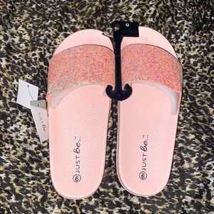 Glitter pink slides